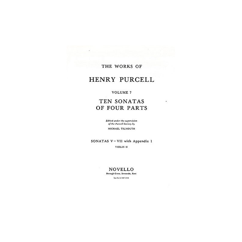 Purcell, Henry - Ten Sonatas Of Four Parts Violin 2 (Sonatas V-VII)