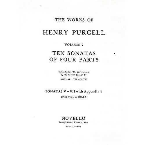 Purcell, Henry - 10 Sonatas Of Four Parts For Cello (Sonatas V-VII)