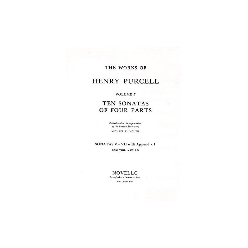 Purcell, Henry - Ten Sonatas Of Four Parts For Cello (V-VII)
