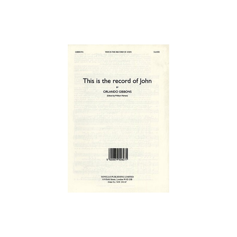 Orlando Gibbons: This Is The Record Of John (Alto Verse)