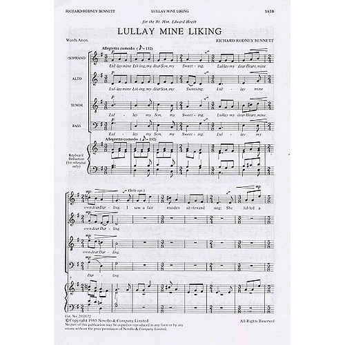 Richard Rodney Bennett: Lullay Mine Liking (SATB)