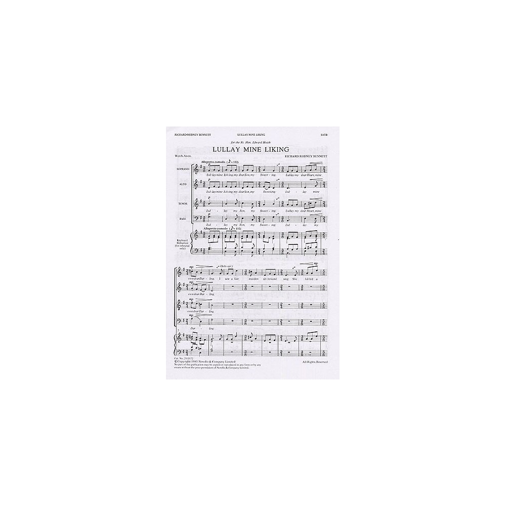 Richard Rodney Bennett: Lullay Mine Liking (SATB)