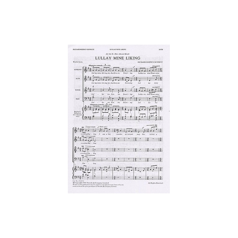 Richard Rodney Bennett: Lullay Mine Liking (SATB)