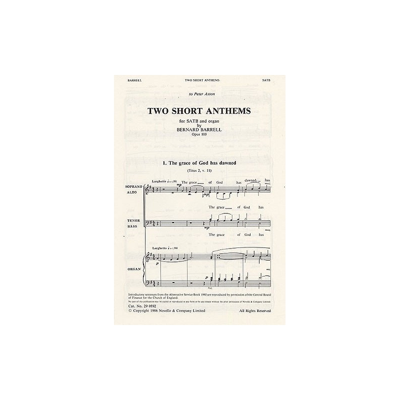 Bernard Barrell: Two Short Anthems Op.103