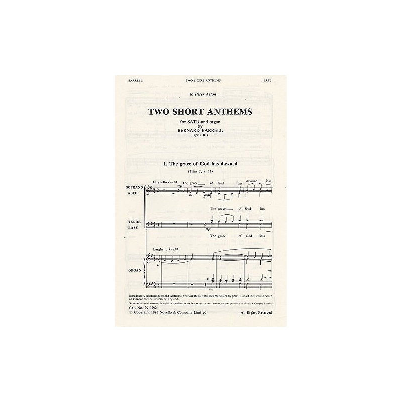 Barrell, Bernard - Two Short Anthems Op.103