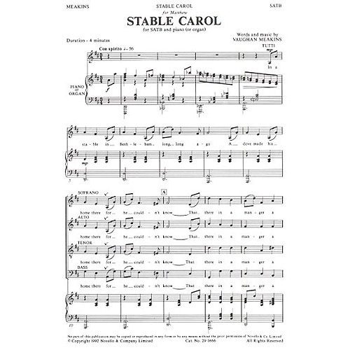 Vaughan Meakins: Stable Carol (SATB)