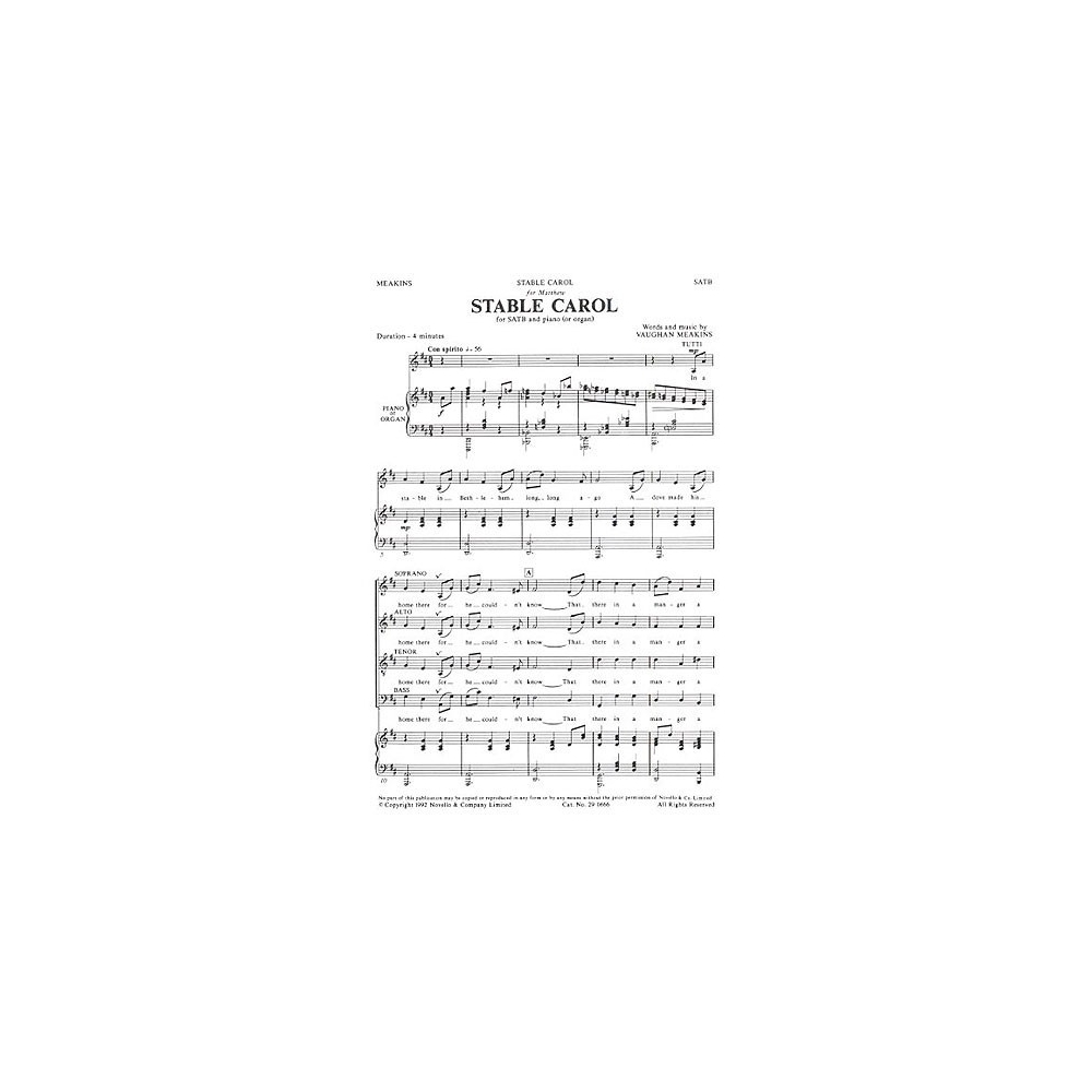 Vaughan Meakins: Stable Carol (SATB)