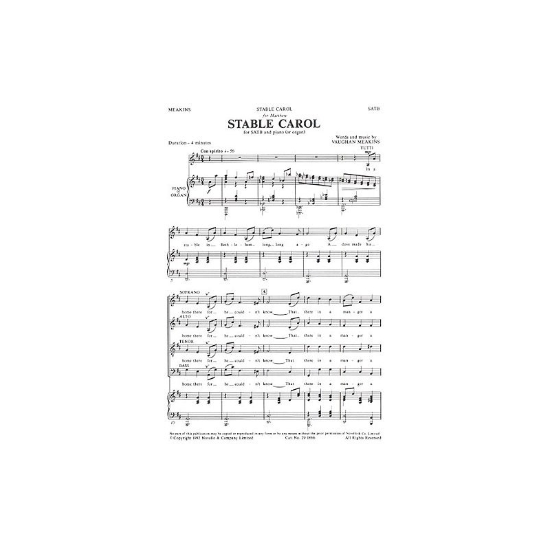 Vaughan Meakins: Stable Carol (SATB)