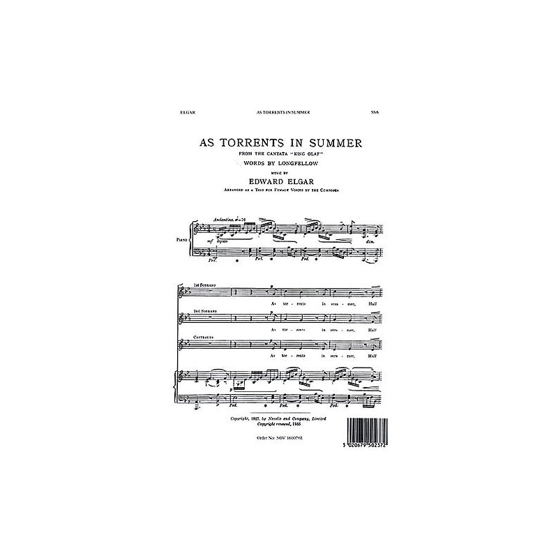 Edward Elgar: As Torrents In Summer (SSA)