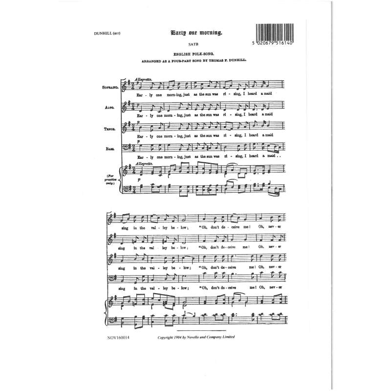 Morning, Early One - Arranged by Thomas Dunhill