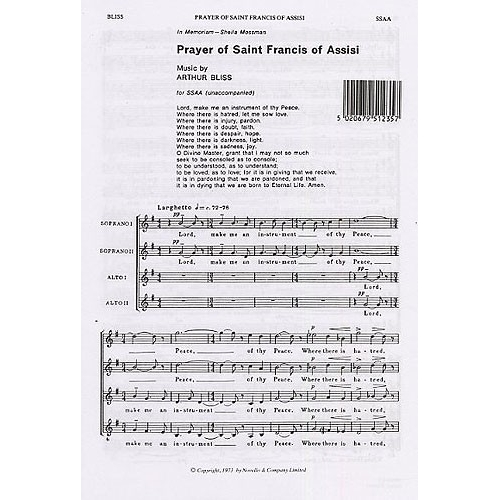 Bliss, Arthur - Prayer Of Saint Francis Of Assisi