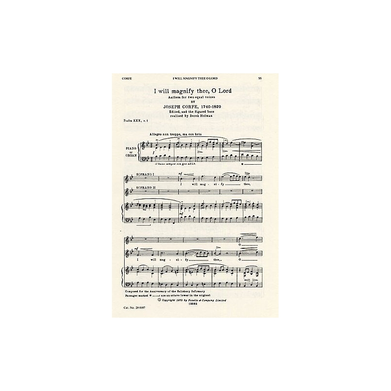Corfe, Joseph - I Will Magnify Thee O Lord