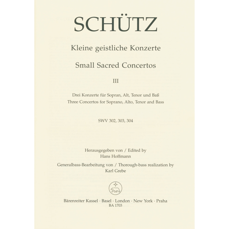 Heinrich Schütz - Small Sacred Concertos, Volume 3