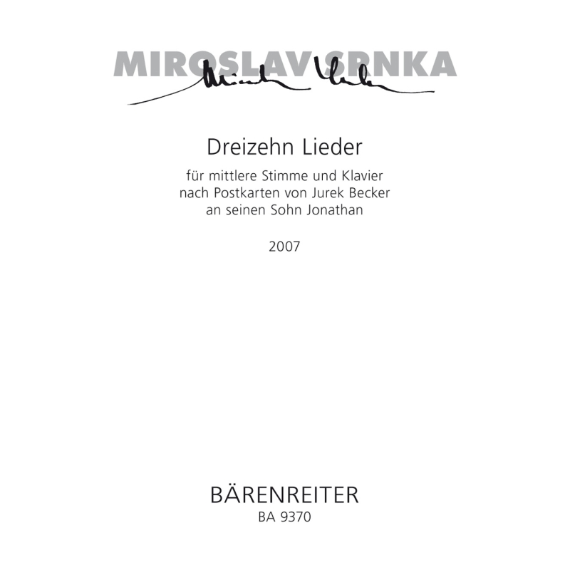 Miroslav Srnka - Dreizehn Lieder