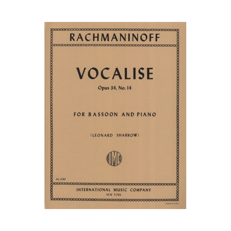 Rachmaninoff, Sergei Wassiljewitsch - Vocalise op. 34/14