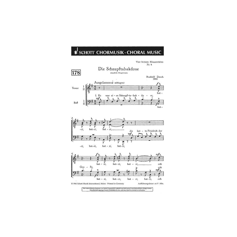Desch, Rudolf - Vier heitere Männerchöre 