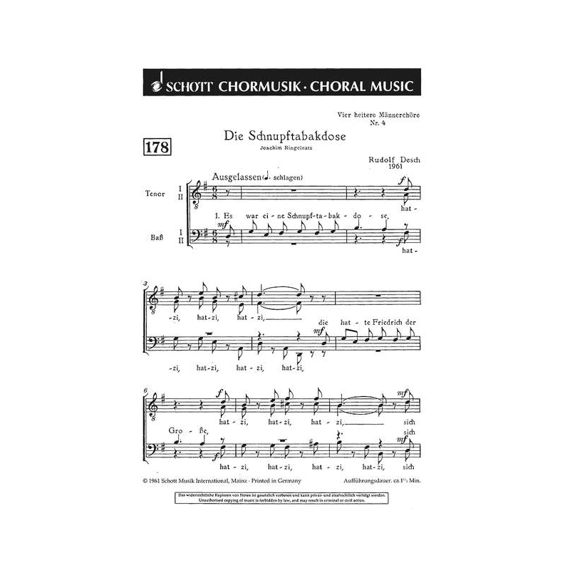 Desch, Rudolf - Vier heitere Männerchöre 