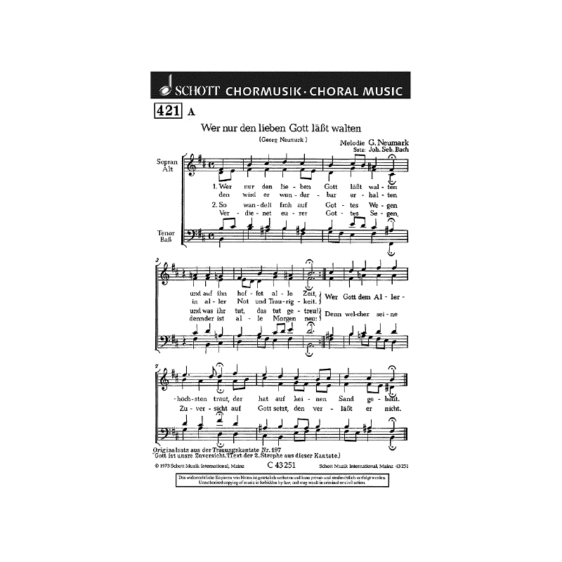 Bach, J.S - Wer nur den lieben Gott lässt walten / Jesu, geh voran 