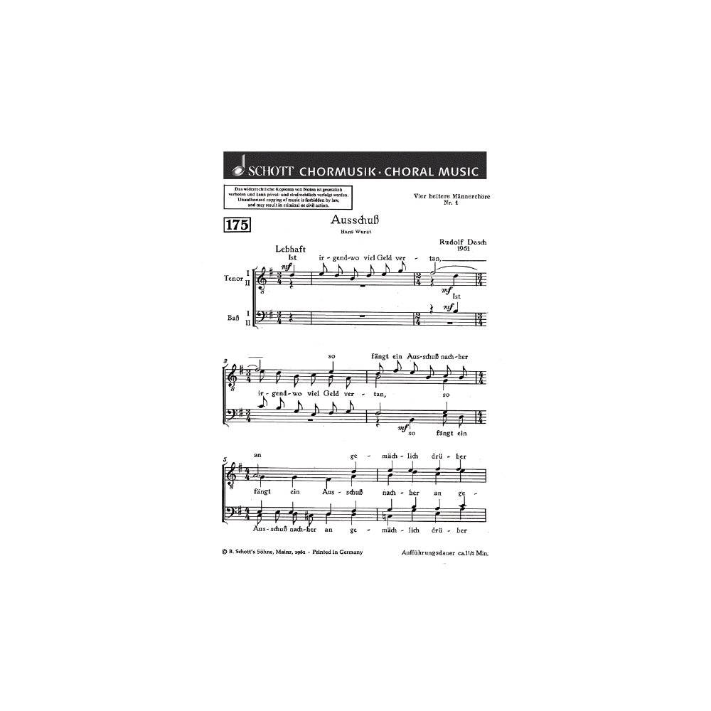 Desch, Rudolf - Vier heitere Männerchöre 