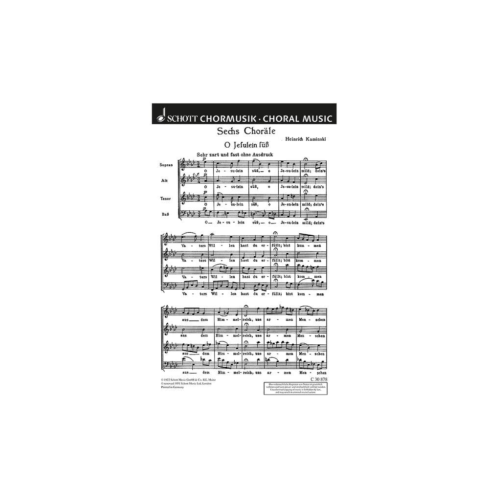Kaminski, Heinrich - Sechs Choräle 