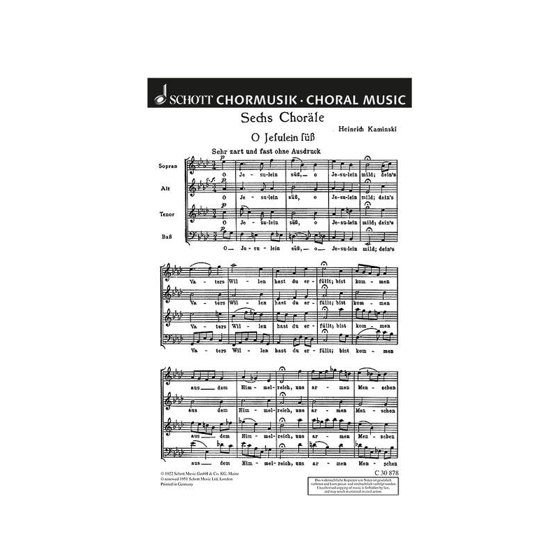 Kaminski, Heinrich - Sechs Choräle