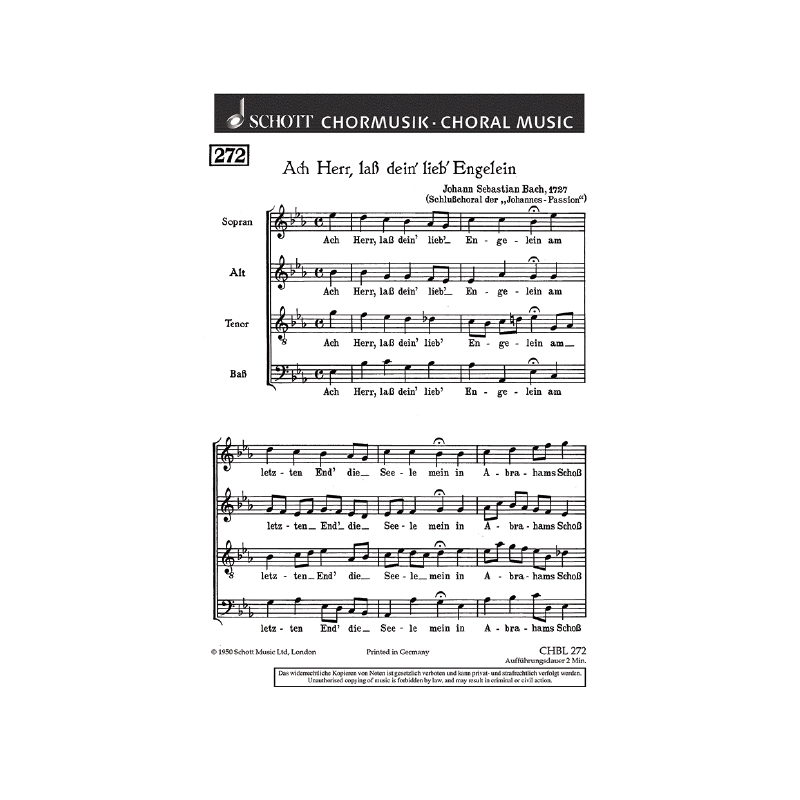 Bach, J.S - Ach Herr, lass dein' lieb' Engelein 