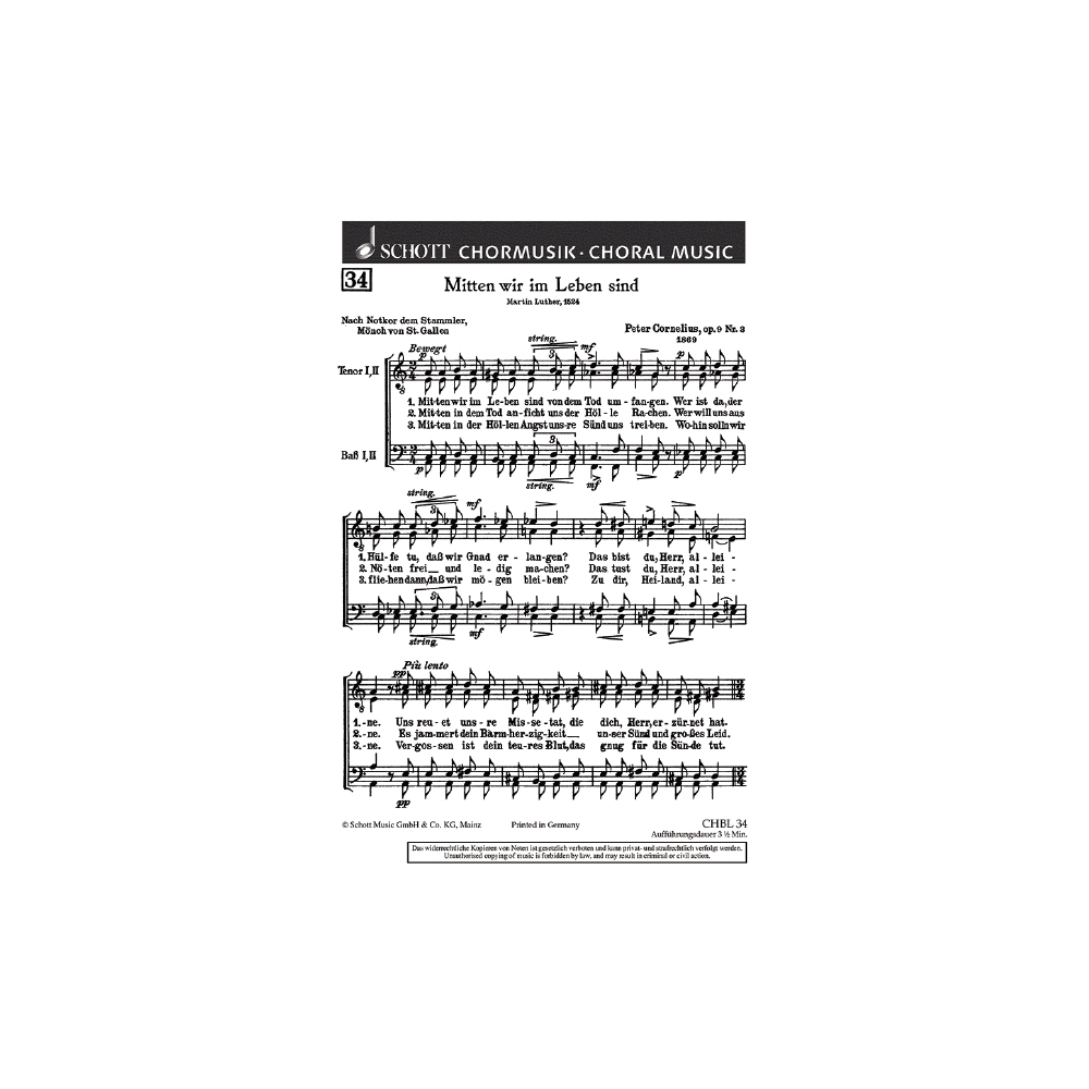 Cornelius, Peter - Mitten wir im Leben sind vom Tod umfangen op. 9/3 