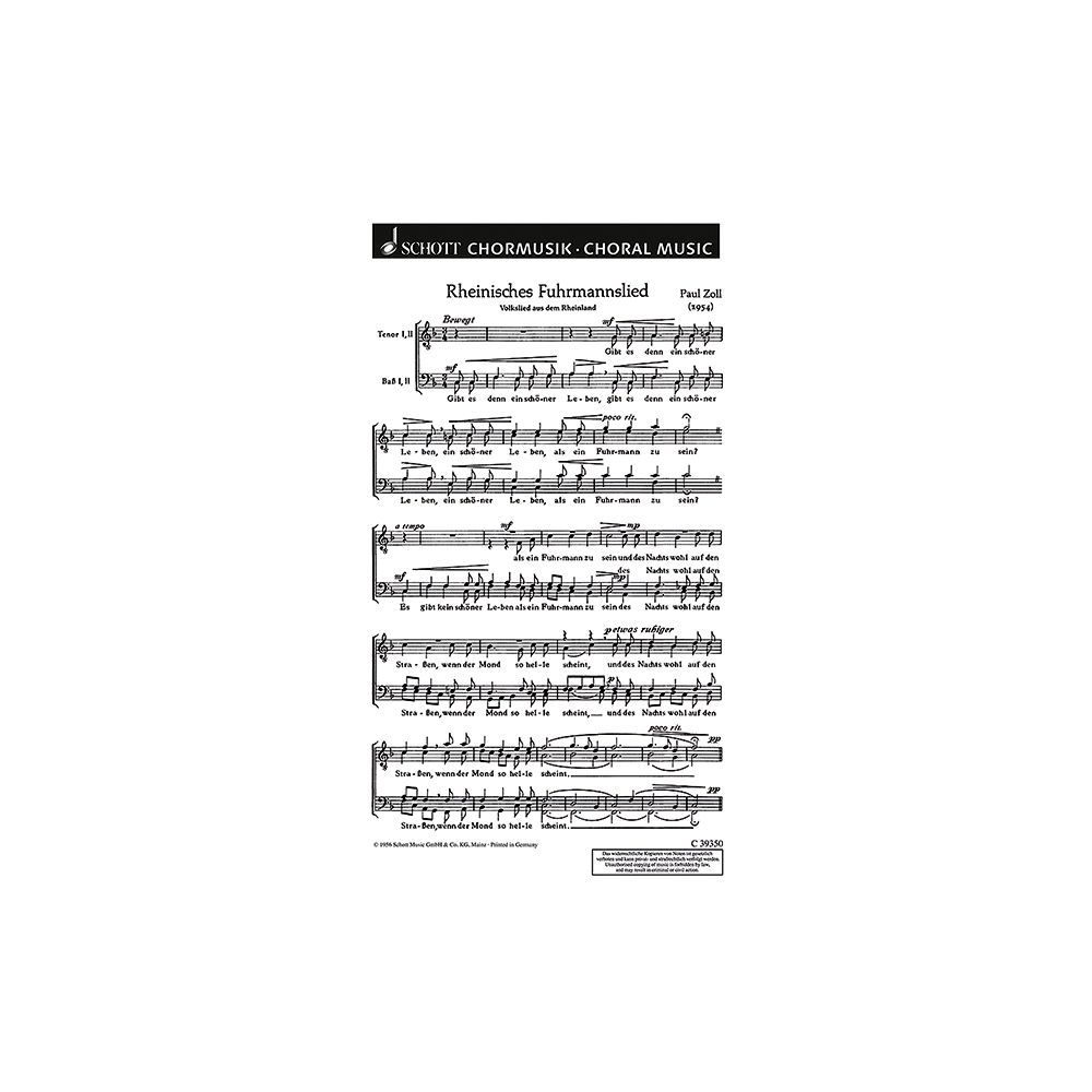 Zoll, Paul - Rheinisches Fuhrmannslied 