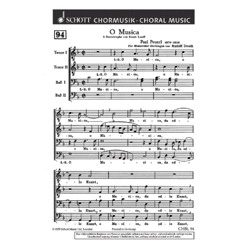 Peuerl, Paul - O Musica, du edle Kunst 