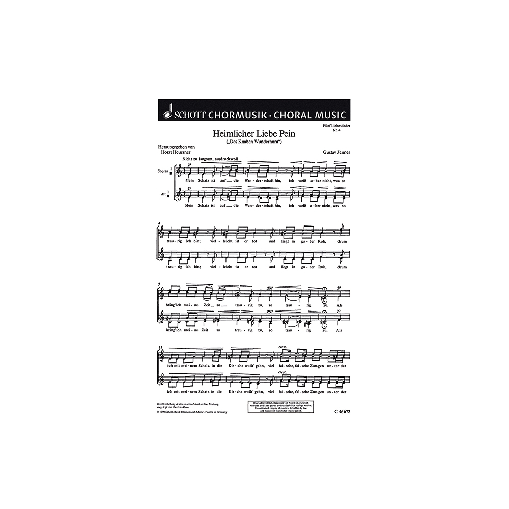 Jenner, Cornelius Uwe Gustav - Fünf Liebeslieder 