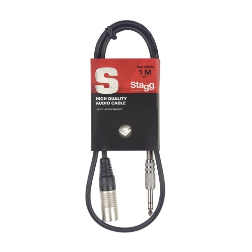 Stagg 1m Male XLR to Stereo Jack Cable