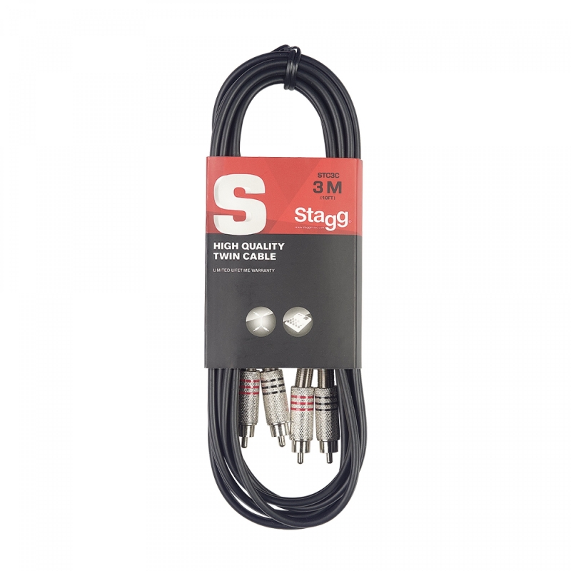 Stagg Twin 3m RCA to RCA Cable