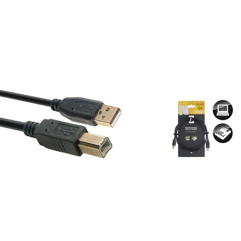 Stagg 1.5m USB 2.0 USB A to USB B Cable