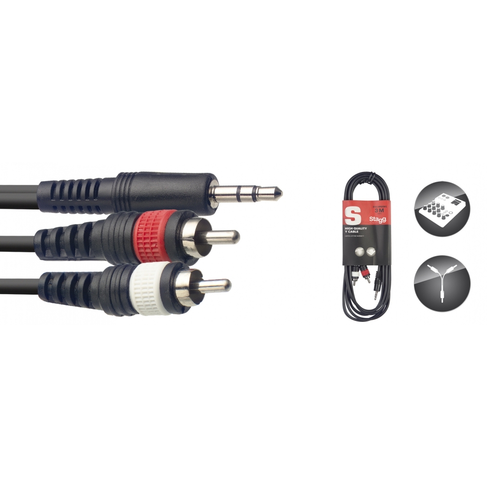 Stagg 3m Mini Jack to RCA Y Cable