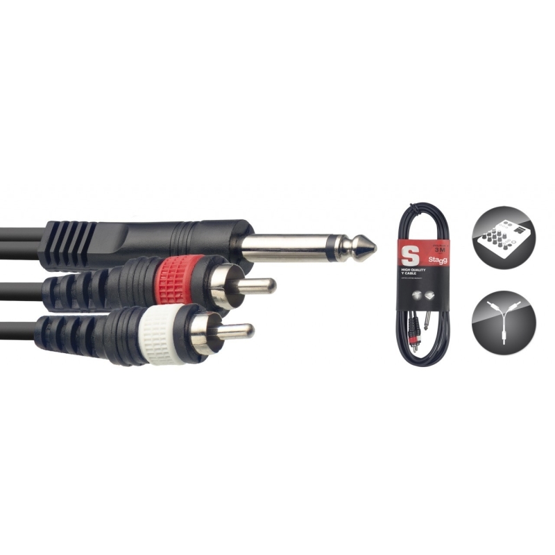 Stagg 3m Jack to RCA Y Cable