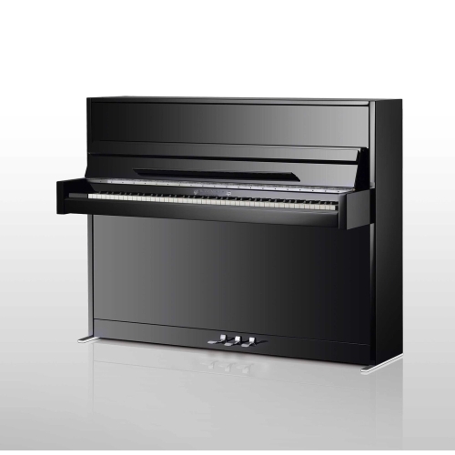 Wilhelm Schimmel W114M Modern Upright Piano in Super Matte Black with Chrome Fittings