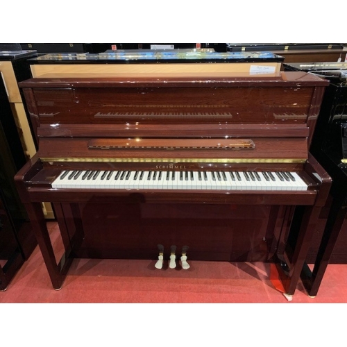 Used upright piano SCHIMMEL 120 Myrthe Mahogany Store Nancy Fittings Gold  Brass Silent system Available as an option Colour Dark wood / mahogany