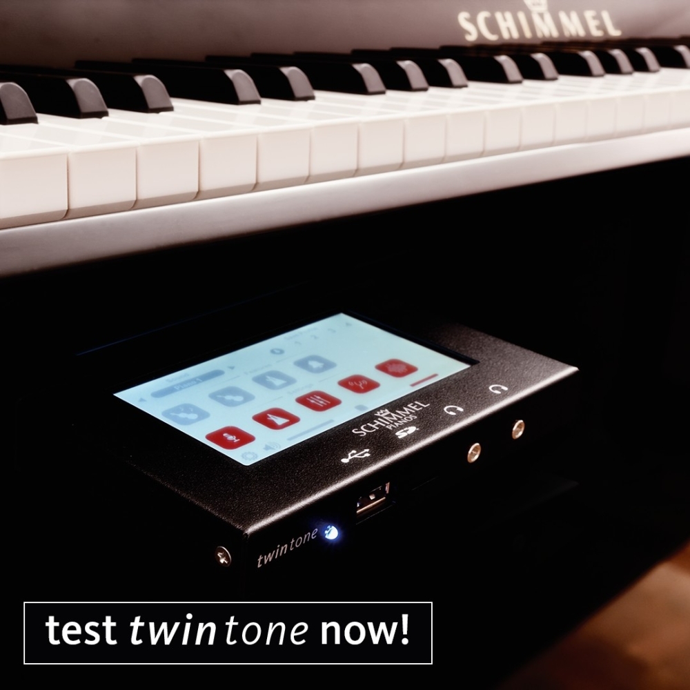 Wilhelm Schimmel W114TT TwinTone™ 'Silent' Upright Piano in Black Polyester