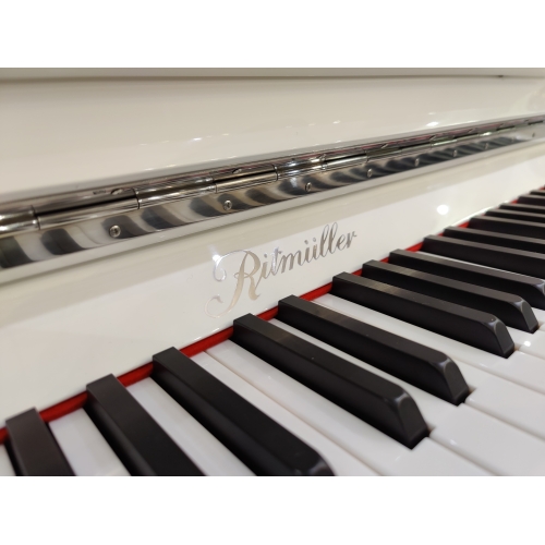 Ritmüller EU112S Upright Piano in White with Chrome Fittings