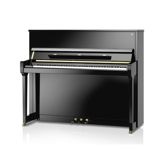 Fridolin Schimmel F123T Upright Piano in Black Polyester with Brass Fittings