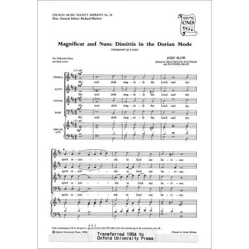 Blow, John - Magnificat and...