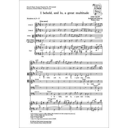 Blow, John - I beheld and...