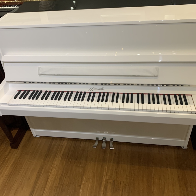 Ritmüller EU112S Upright Piano in White with Chrome Fittings