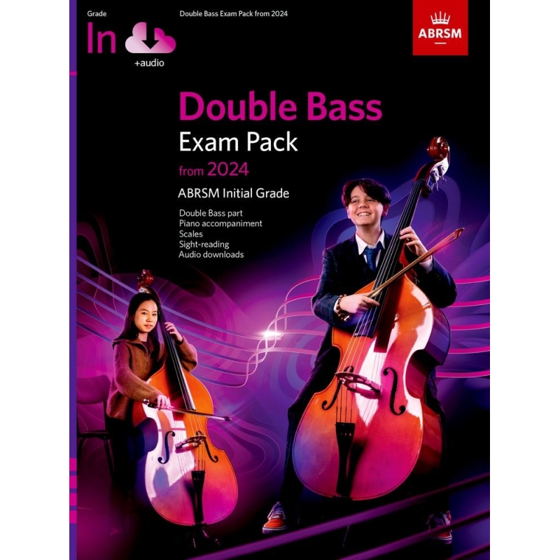 Double Bass Exam Pack from 2024, Initial Grade, Double Bass Part, Piano Accompaniment & Audio