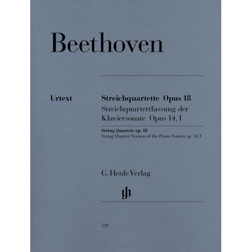 Beethoven, L.v - String Quartets op. 18,1-6 and String Quartet-Version of the Piano Sonata, op. 14,1