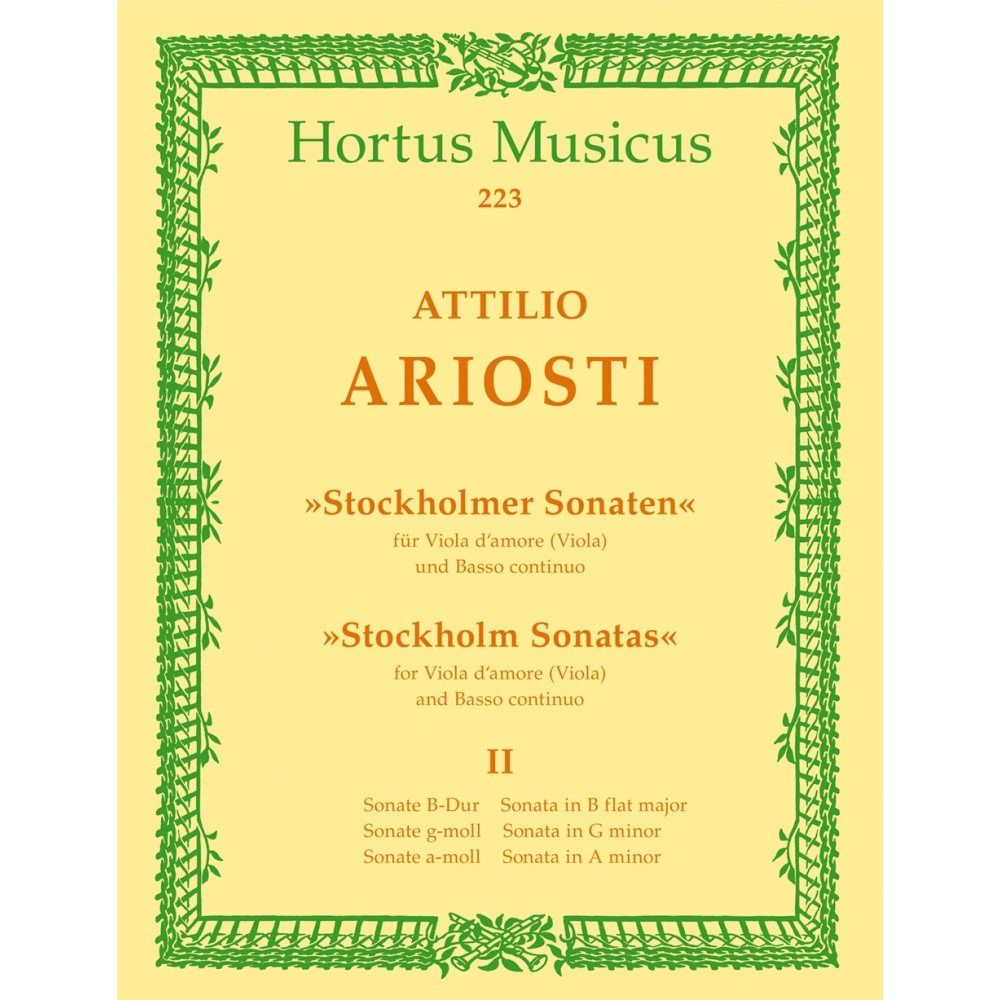 Ariosti, Attilio - Six Stockholm Sonatas Volume 2 for Viola (Viola d'amore) and Basso continuo