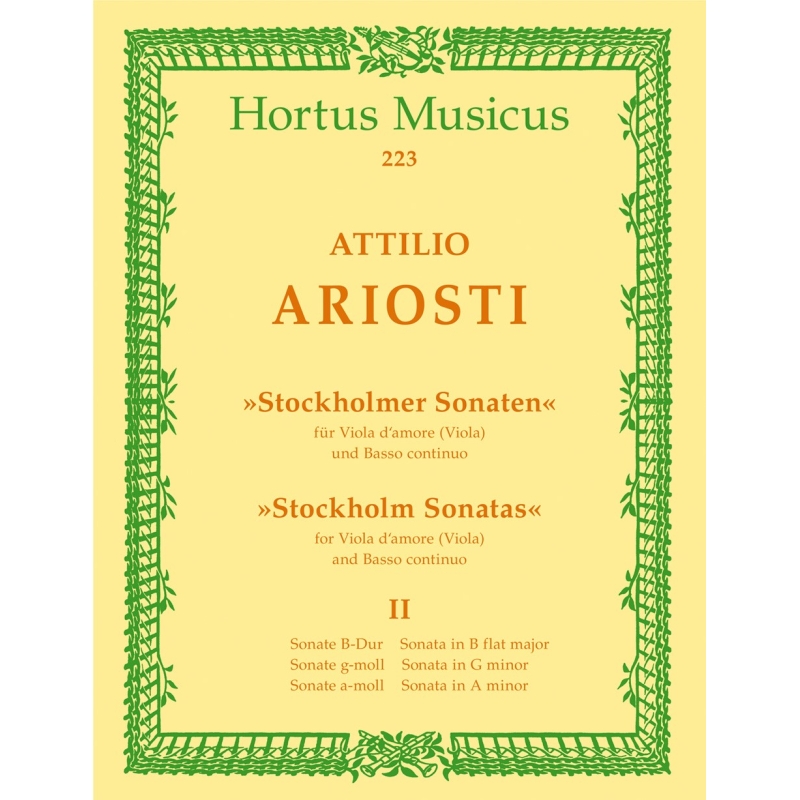 Ariosti, Attilio - Six Stockholm Sonatas Volume 2 for Viola (Viola d'amore) and Basso continuo