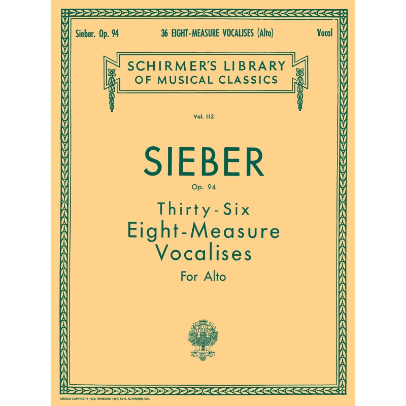 Sieber, F. - 36 Eight-Measure Vocalises, Op. 94
