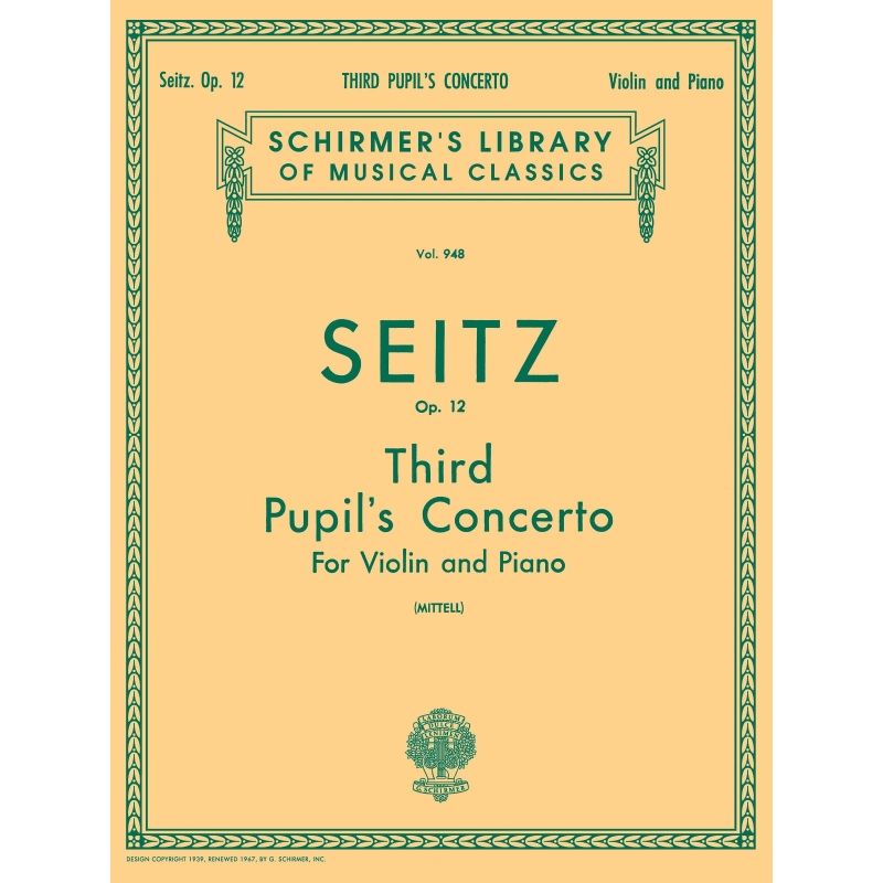 Seitz, Friedrich - Pupil's Concerto No. 3 in G Minor, Op. 12