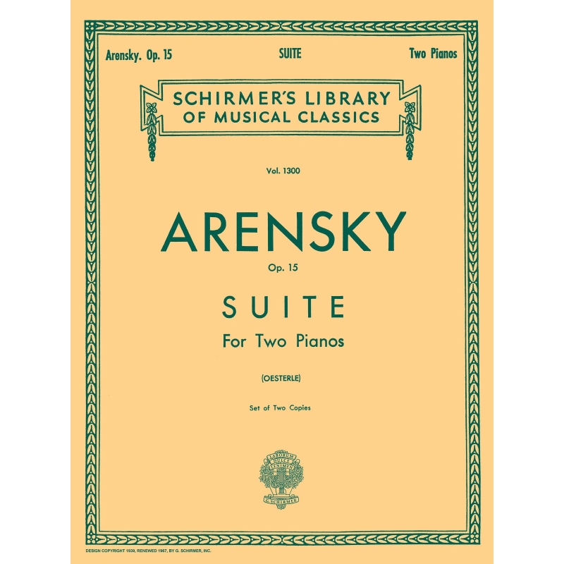 Arensky, Anton Stepanovich - Suite No.1 Op.15 for 2 Piano's (set of 2 copies)